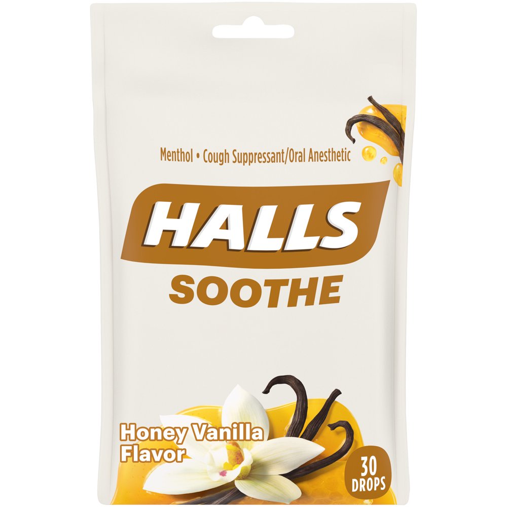 Halls Soothe Honey Vanilla Flavor Drops, 30 count