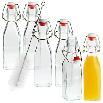 Juvale Square Flip Top Glass Bottles 32 oz, Airtight Swing Top Lids,  Cleaning Brush, Silicone Funnel, 4 Pack - Walmart.com