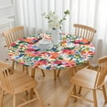 thumbnail image 3 of Water-Resistant Floral Round Tablecloth with Elastic Edge, Soft Polyester Cover Fits Round Tables 44 to 52 Inches in Diameter, 3 of 7