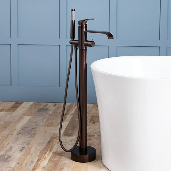 Contemporary High Flow Freestanding Gooseneck Tub Faucet