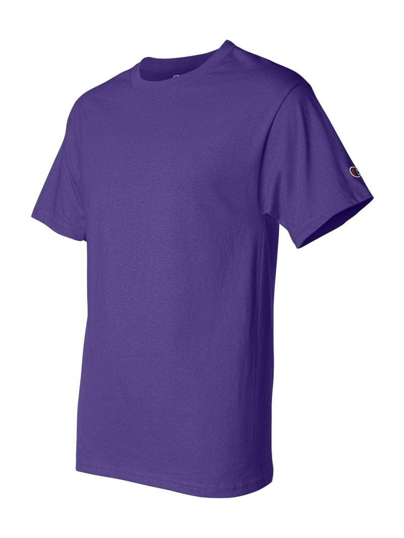 Champion Men's T425 Athletic Cotton T-Shirt Purple for Workout and