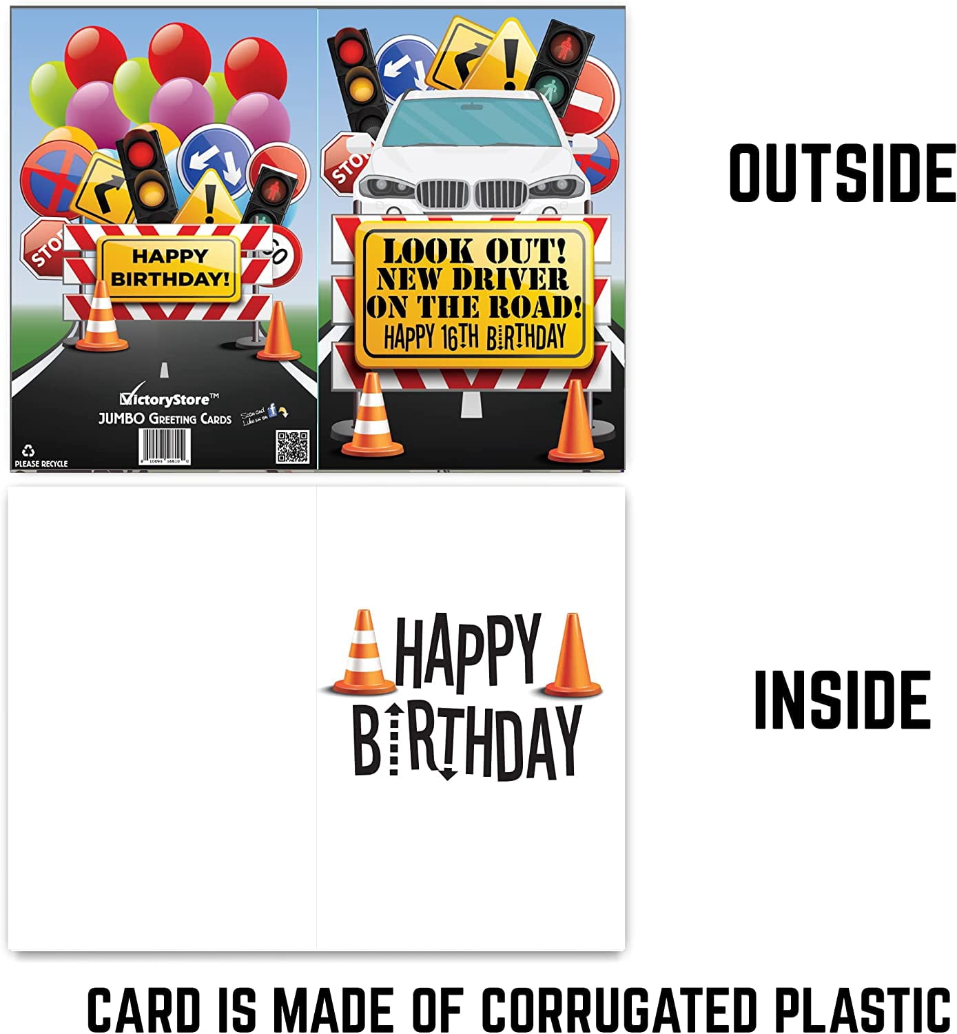 VictoryStore Jumbo Happy 16th Birthday Card, 24" x 36"