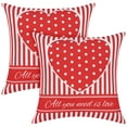 thumbnail image 3 of BLEUM CADE Valentines Day Pillow Covers 18 x 18 inch,Set of 2 Red Love Heart Throw Pillow Covers,Waterproof Striped Cushion Covers Pillow Cases, 3 of 11