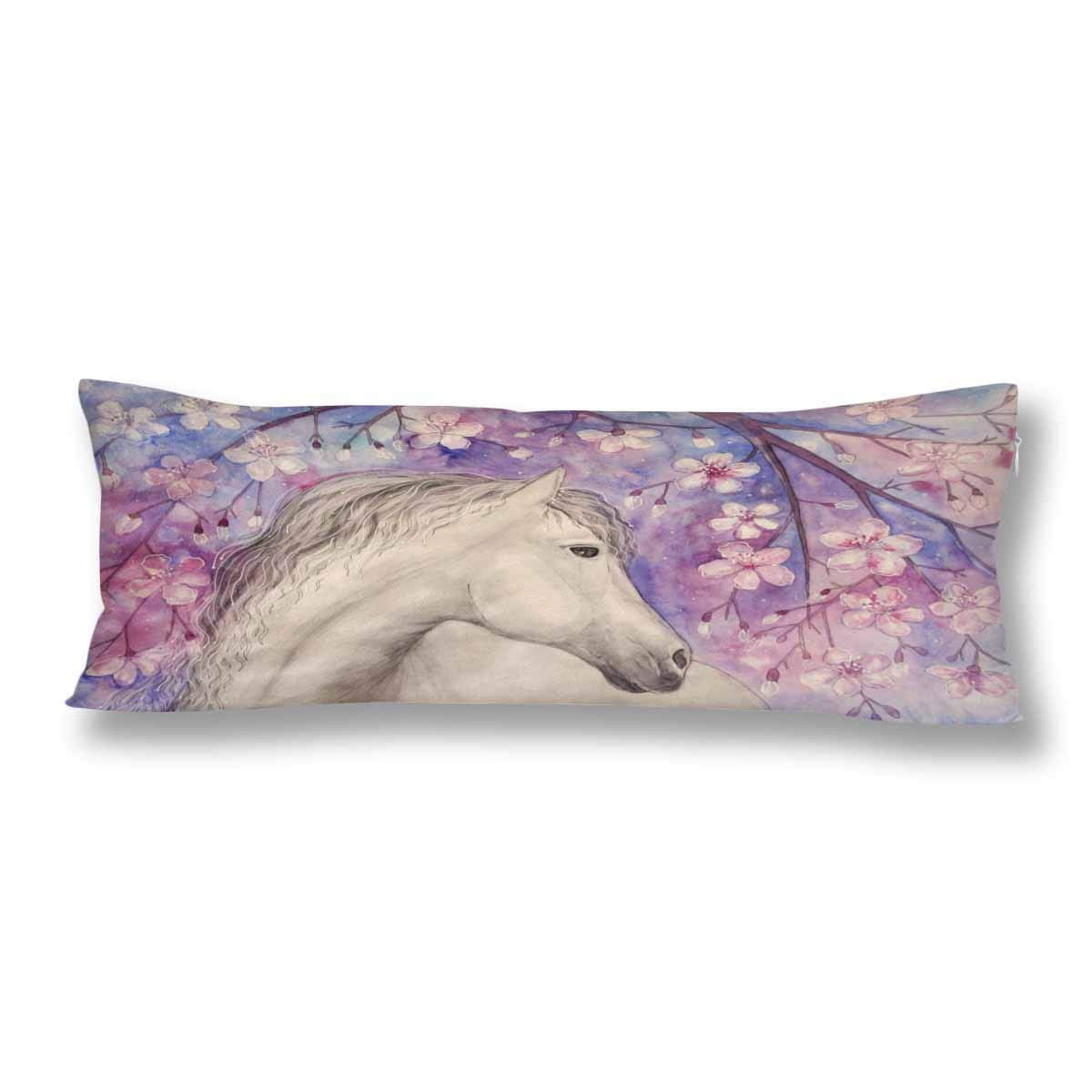 Gckg White Horse Pillow Covers Pillowcase Zipper 20x60 Inches