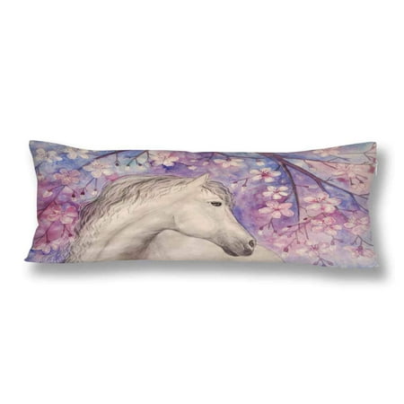 Gckg White Horse Pillow Covers Pillowcase Zipper 20x60 Inches