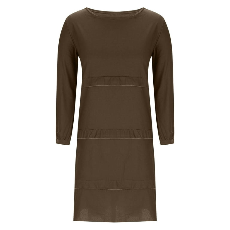 navy blue dress for baby girl Brilliant Winter Dresses for Women Clearance Women's Casual Turn-down  Collar Long Sleeve Waist Solid Long Dresses Green S main image 1