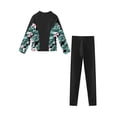 thumbnail image 4 of Zaldita Modest Full Body 2 Pcs Swimsuit for Big Girls Floral Upf 50+ Top with Leggings Rashguard Sets Black 12, 4 of 7