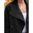 thumbnail image 4 of Women Faux Leather Jackets Suede Fall Fashion Outfits Winter Clothes Open Front Cropped Coat Outwear Black XL, 4 of 8
