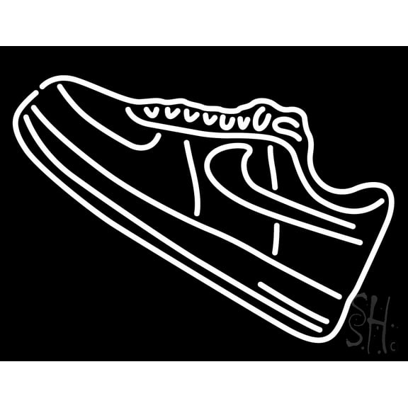 Shoe Icon LED Neon Sign 15 x 19 - inches, Black Square Cut Acrylic Backing, with Dimmer - Bright and Premium built indoor LED Neon Sign for store interior Décor, Storefront.