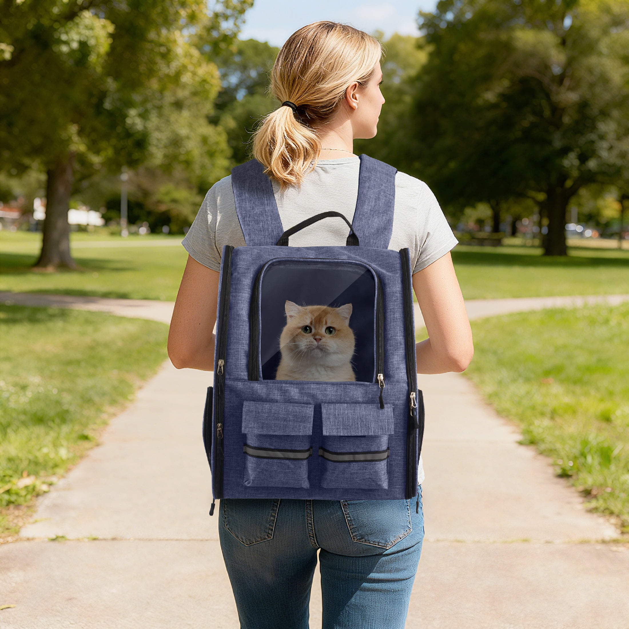 Portable and Breathable Pet Trolley Case Large Capacity Pet Air Case Going Out Dog Cat Suitcase, Purple