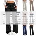 thumbnail image 4 of Women's Soft Stretchy Wide Leg Pants for Women, Mid Elastic Waist, Straight Leg Solid Color, Business Casual Work Office Lounge, Womens Trousers Cropped Pants | UKHCCC,Black L, 4 of 8
