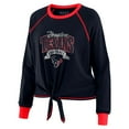 thumbnail image 2 of Women's WEAR by Erin Andrews Navy/Red Houston Texans Tie-Front Long Sleeve Top, 2 of 4