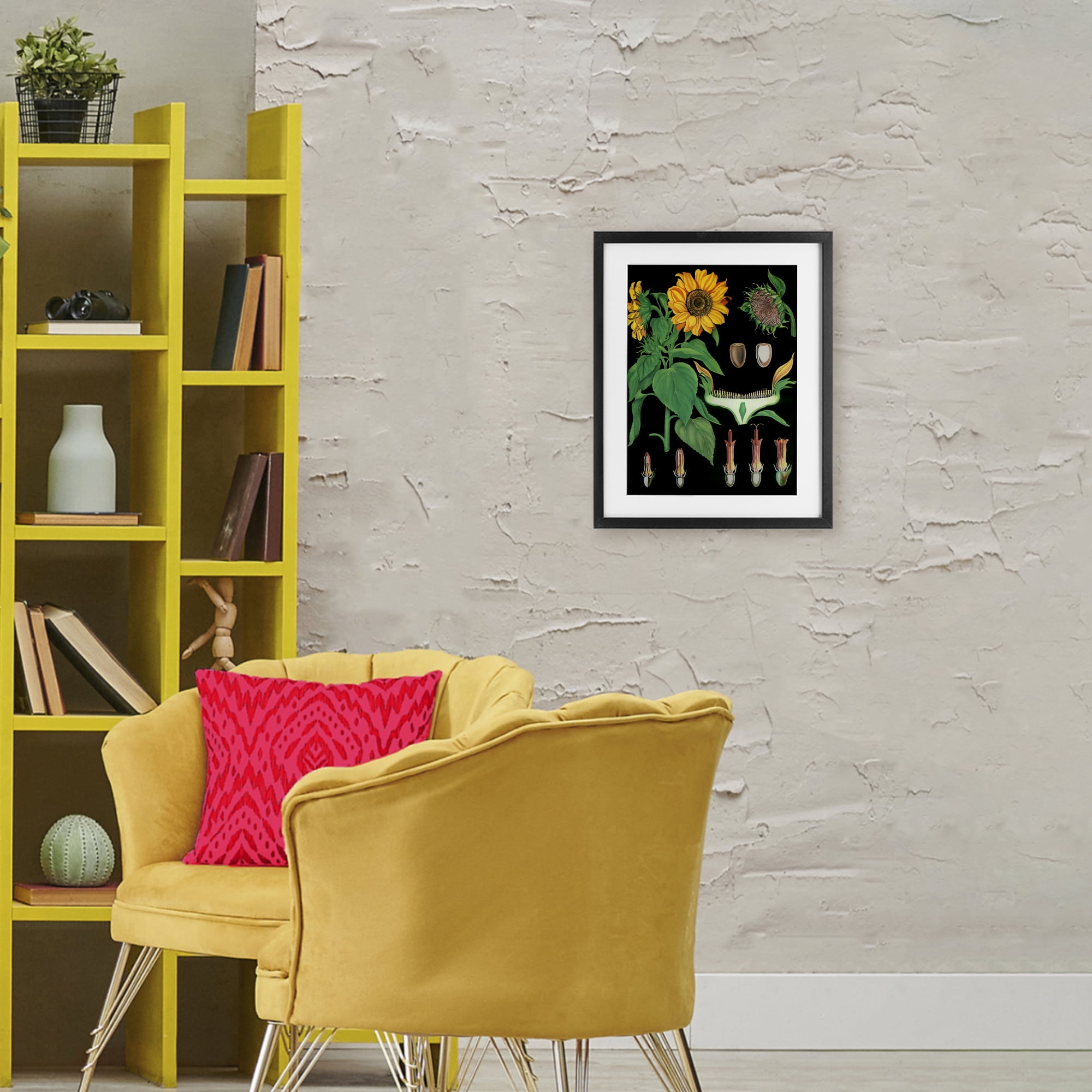 Stupell Industries Sunflower Bulb Illustrations Black Framed Print Under Glass, design by Vintage Hustle