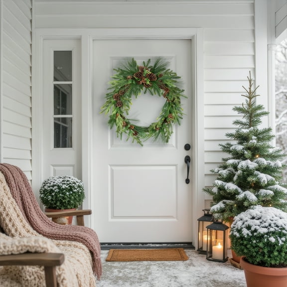 Northlight Pinecones and Mixed Foliage Artificial Christmas Wreath - 32" - Unlit