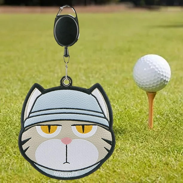 Toalla de pelota de golf, limpiador de pelotas de golf, dibujos animados de bolsillo para hombres y mujeres, accesorios de golf Gato Gris