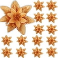 thumbnail image 1 of 15 Pièces Paillettes Poinsettia Fleurs Artificielles Décorations Arbre Ornements Paillettes Rouges Or, 1 of 7