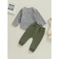 thumbnail image 4 of Bagilaanoe 2PCS Toddler Baby Boy Long Pants Set Contrast Color Long Sleeve Sweatshirt Pullover Tops + Sweatpants 6M 12M 18M 24M 3T Kids Casual Sweatsuits, 4 of 8