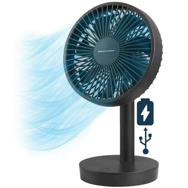 Ventilador De Torre mesa Compacto recargable color negro moon para Escritorio Oficina Buró con cable usb silencioso de 4 velocidades altura de 28cm Beckon