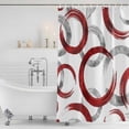 thumbnail image 2 of Polyester Fabric Red Grey Shower Curtain, Geometric Circle Modern Abstract Simple Art Waterproof Bathtub Curtain Bathroom Decor Set with Hooks 36 x 78 Inches, 2 of 6