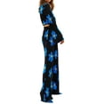 thumbnail image 3 of VISgogo - Conjunto de 2 piezas informales para mujer, manga larga, cuello en V profundo, cruzado, top corto y pantalones VISgogo moda, 3 of 9
