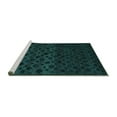 thumbnail image 2 of Ahgly Company Machine Washable Indoor Square Abstract Turquoise Blue Modern Area Rugs, 3' Square, 2 of 4