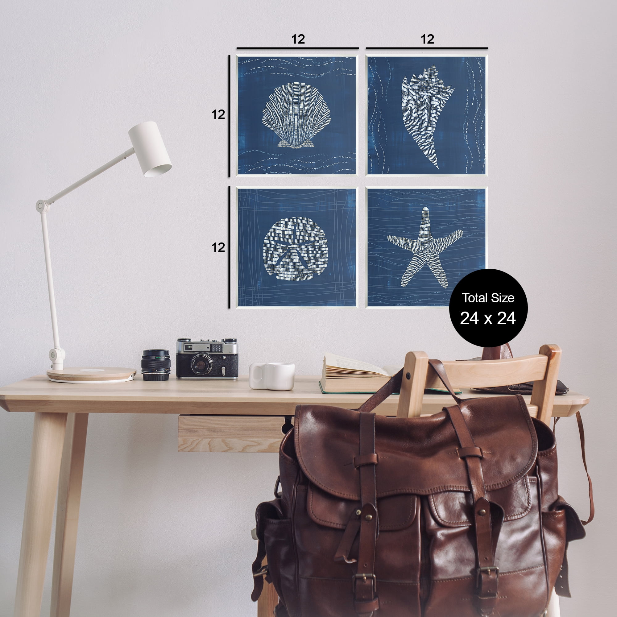 Stupell Industries Patterned Sea Life Portraits Nautical & Beach Painting Unframed Art Print Wall Art, 12 x 12, Set of 4