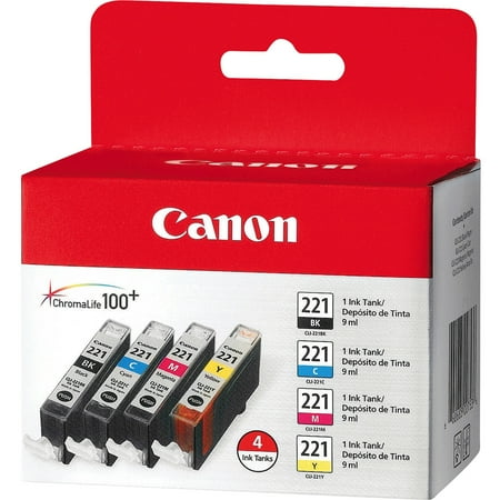 Cli Canon Printer Ink - Canon 2946B004 (CLI-221) Ink, Black/Cyan/Magenta/Yellow, 4/PK