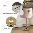 thumbnail image 4 of Velvet Gold Bar Stools Set of 2 Modern Counter Height Bar Stools with Lion Pull Ring Tufted Back, Nailhead Upholstered Barstools for Home Kitchen Island, Swivel Adjustable Stool Chair in Pink, 4 of 9