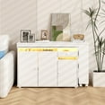 thumbnail image 5 of Advwin 53" Rotating L-Shaped Computer Desk with LED Light, Storage Cabinet, Drawer & Shelves, Modern Study Writing Table, Home Office Bedroom Workstation for Small Space, White, 5 of 9