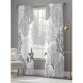 thumbnail image 4 of Grey Coastal Sheer Curtains 84 Inch Length 2 Panels Set, Ocean Coral Starfish Shell Modern Sea Voile Window Treatment Rod Pocket Curtains Sheers Drapes for Bedroom/Living Room/Kitchen 52"x84"x2, 4 of 7