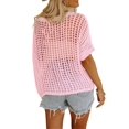 thumbnail image 2 of UVN Crochet Beach Coverups Women Swimsuits Summer Short Sleeve Blouses Knit Hollow Out Tops, 2 of 5