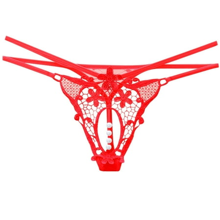 Crotchless Underwear Red Secy Panty Women s Sexy Lingerie & Underwear Open Crotch Panties Naughty Funny Thong One Size