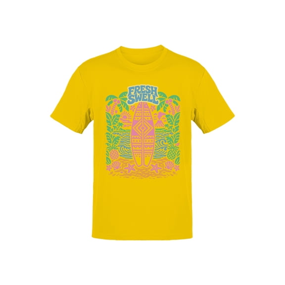 Tropical Surf Fresh Swell Design Men's T-shirt Yellow