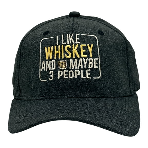 I Like Whiskey and Maybe 3 People Hat Funny Sarcastic Drinking Graphic Novelty Cap