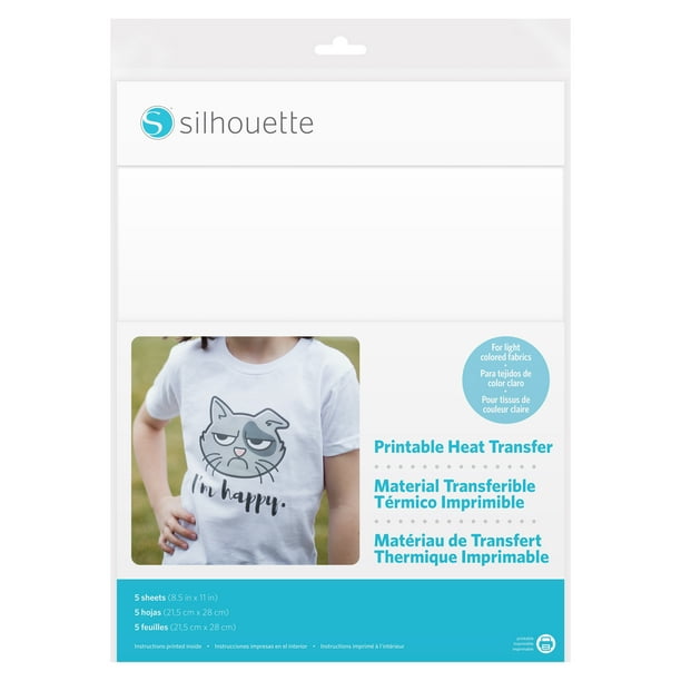 Silhouette printable heat transfer for light fabric