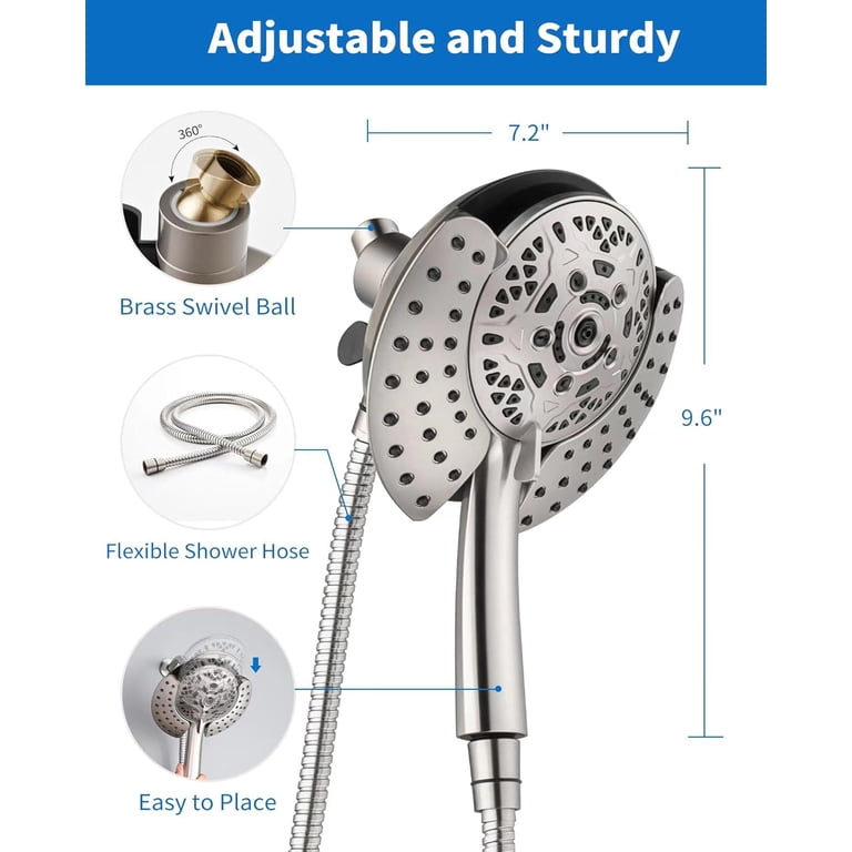 KESTE Dual Shower Head Combo, 7.2in Rain & Handheld, Nickel photo 7