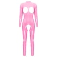thumbnail image 3 of Mono de charol con abertura en la entrepierna para mujer, mono de charol con cremallera y cuello levantado, Catsuit sin entrepierna, aspecto húmedo, mono de látex de manga larga, 3 of 5