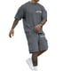 thumbnail image 1 of Playeras Cuello V Para Hombre, Conjunto De Dos Piezas De Camiseta Y Pantalones Cortos De Manga Corta Con Estampado Masculino, Camisa Estampada Y Pantalón Corto., 1 of 8