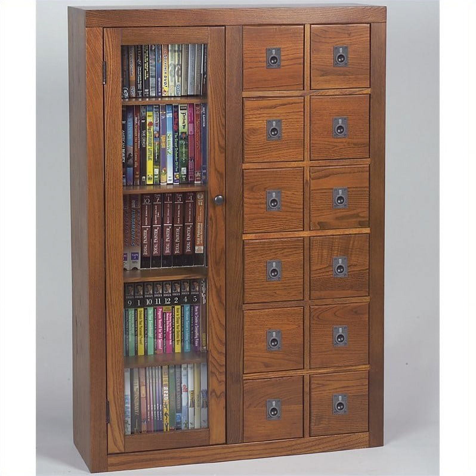 Leslie Dame Librarian's Glass Door Multimedia Cabinet-Finish:Dark