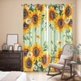 thumbnail image 3 of Kitchen Curtains 84 Inch Length 2 Panels, Yellow Spring Sunflowers Grommets Window Treatment Curtain, Light Green Striped Country Thermal Curtains Drapes for Living Room/Bathroom, 3 of 9