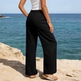 thumbnail image 5 of Women's Soft Nylon Spandex Stretch Pants, Mid-Waisted Tummy Control Wide Leg Fit, With Functional Side Pockets, Running, Walking, Yoga, Workout & Everyday Casual | TruHer,Black XL, 5 of 9