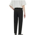 thumbnail image 3 of Lovskoo Men's Dress Panst Flat Front Trendy Casual Solid Color Pockets Elastic Waist Dress Pants Cropped Pants Black, 3 of 5