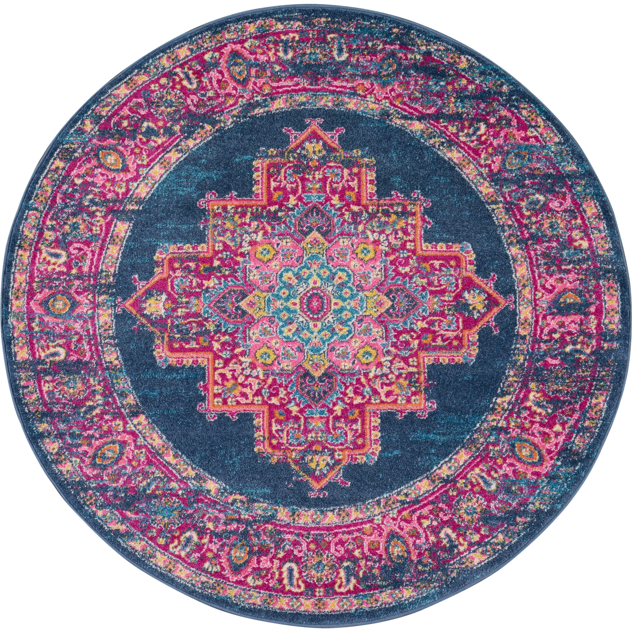 Nourison Passion Persian Blue 8' x ROUND Area Rug, (8 Round)