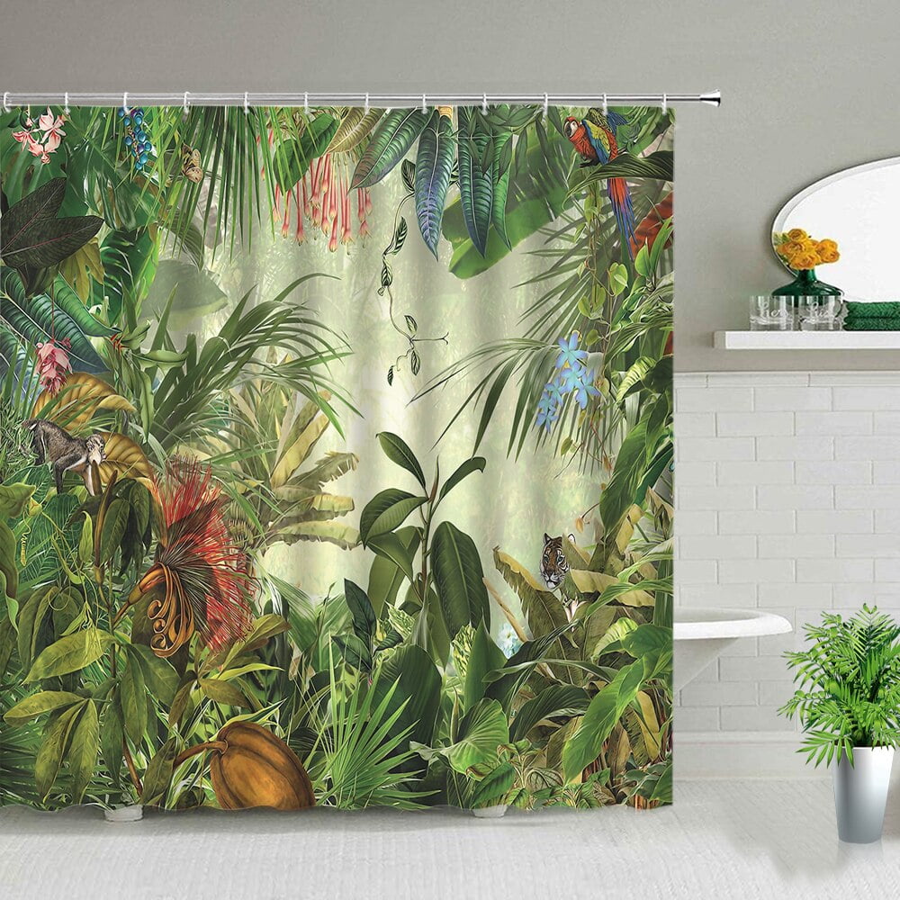 Palm Tree Forest Shower Curtains Tropical Plant Rainforest Landscape