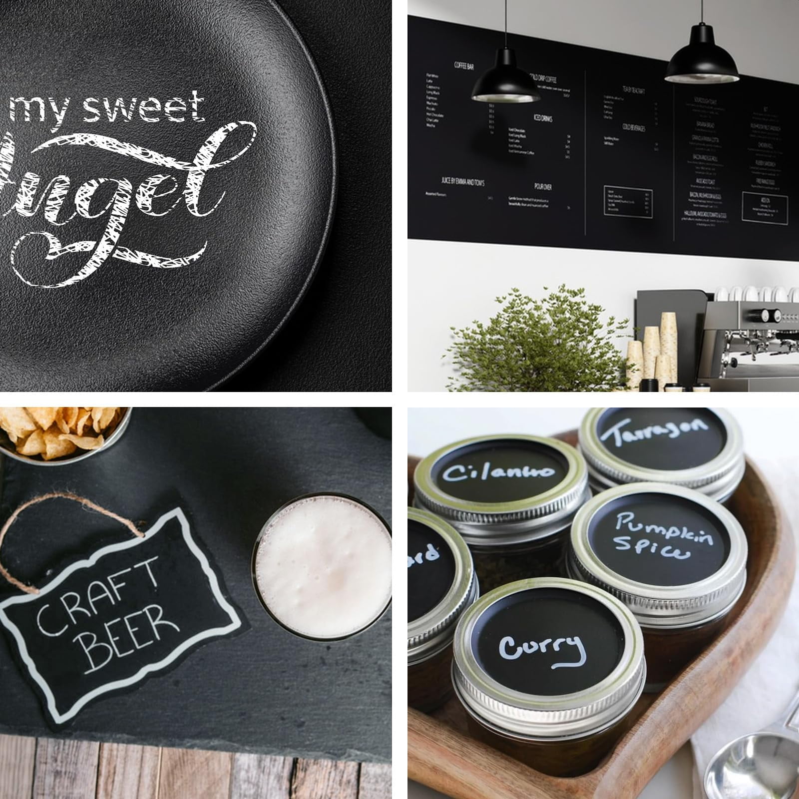 Black Chalkboard Paint (32 FL Oz) - Matte Finish, Non-Toxic, Quick-Drying & Easy Clean | Durable DIY Paint for Walls, Wood, Metal, Glass | Ideal for Kids Room, Kitchen, Classroom Decor