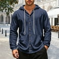thumbnail image 2 of SHIXIAOO Chemise Décontractée en Lin à Manches Longues à Capuche pour Hommes Printemps et Automne, 2 of 4