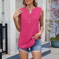 thumbnail image 3 of Tiqkatyck Tank Tops for Women Trendy Women's 2025 Spring and Summer New Solid Color V Neck Button Sleeveless Chiffon Vest Women's Vest Sleeveless Tunic Tops Summer Tops for Women Hot Pink L, 3 of 9