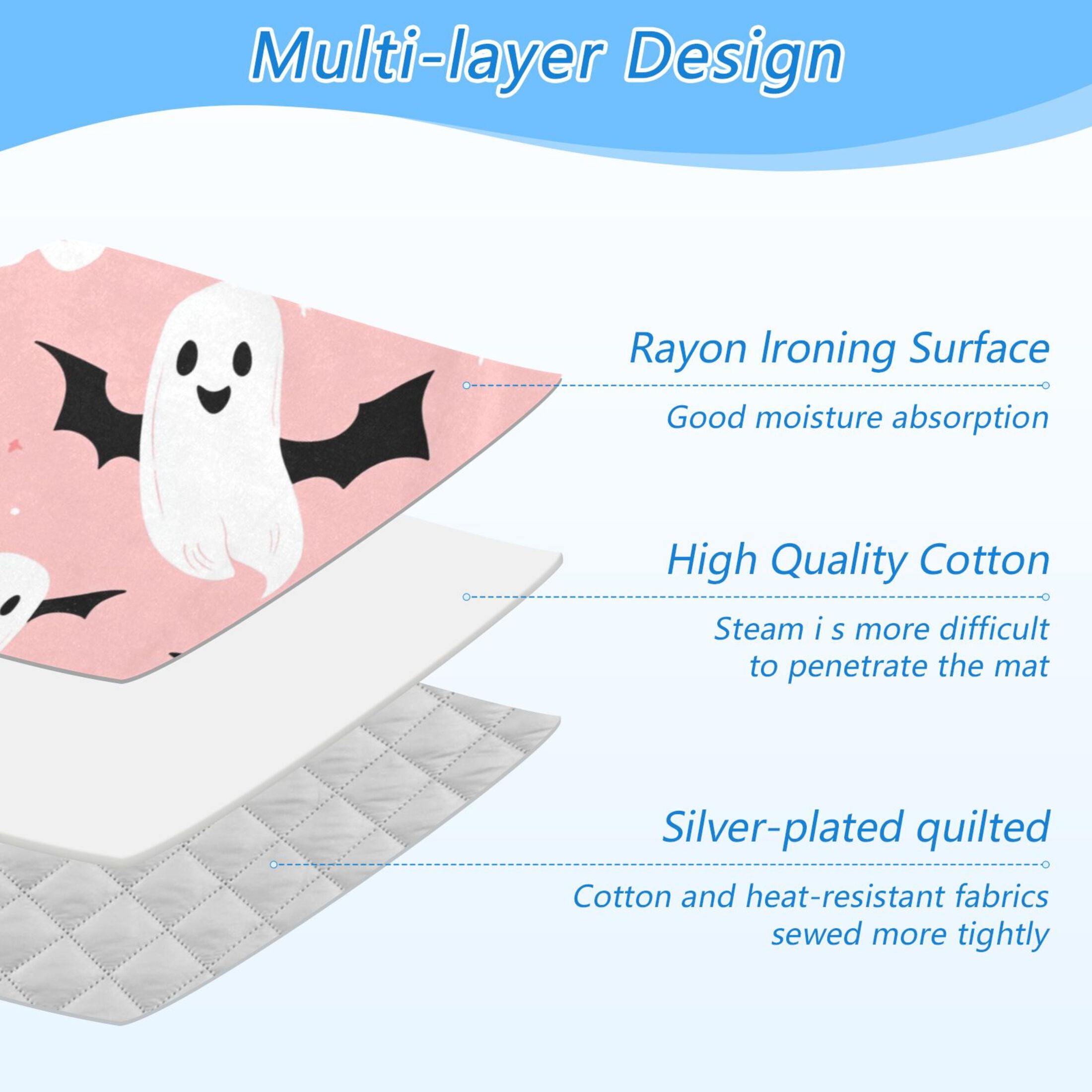 Ghosts and Stars Ironing Board Covers Heat Resistant Ironing Pad Mat Portable for Travel Washer Dryer Table