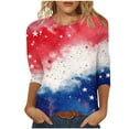 thumbnail image 3 of Feancey Womens 3/4 Sleeve Tops Casual Plus Size 4th of July T Shirts Distressed Tie Dye Print Patriotic Graphic Tees Comfy Soft Independence Day Tshirts Multicolor M, 3 of 6