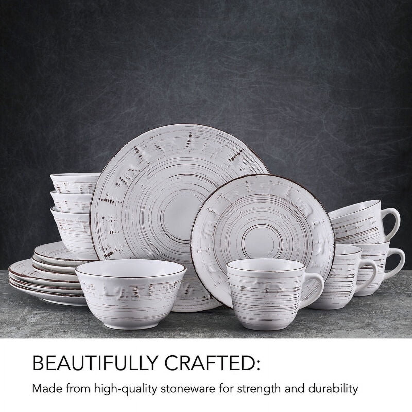 Pfaltzgraff Trellis Lodge 16 Piece Stoneware Dinnerware Set White